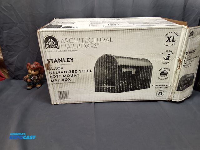 Lot 2-27878 - STANLEY BLACK GALVANIZED STEEL POST MOUNT MAILBOX XLG