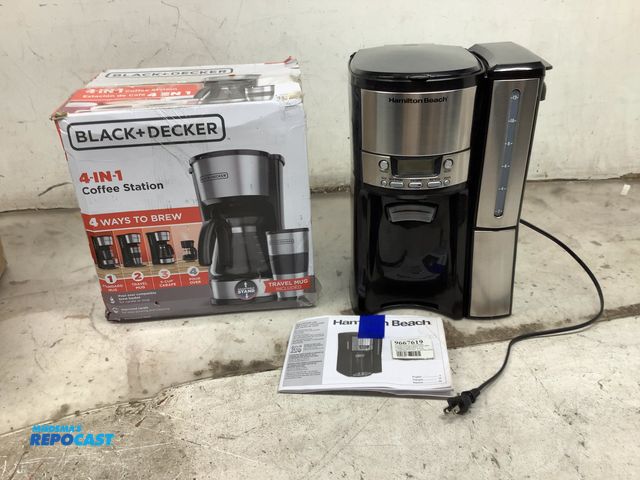 Lot 2-27320 - Lot of Black and Decker 4-in-1 coffee station and Hamilton Beach coffee maker
