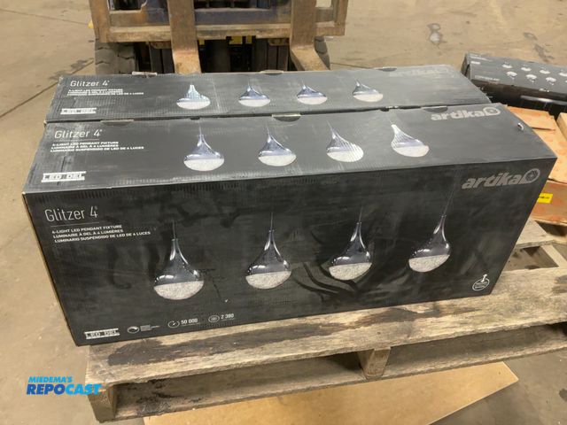 Lot 2-23314 - (2) Artika Glitzer 4 4-Light LED Pendant Fixtures, Chrome Plated Finish, Clear Plastic Diffuser with...