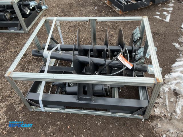 Lot 2-42224 - New JCT Hydraulic Auger Skid Steer Attachment, Universal Quick Attach, comes with 8”, 12”, and 18” a...