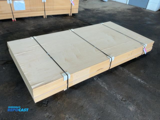 Lot 2-22421 - (8) Pieces of Veneer Plywood, 48-1/2”x96-1/2”x1” thick, wood veneer on one side, mdf core, top sheet...