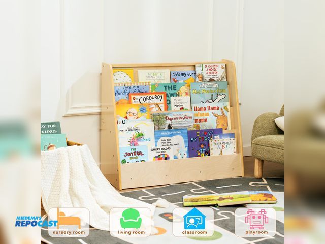 Lot 2-73341 - kidi house Single-Sided Kids Bookshelf 4 Shelves Display Stand Birch Plywood Bookcase Storage Organi...