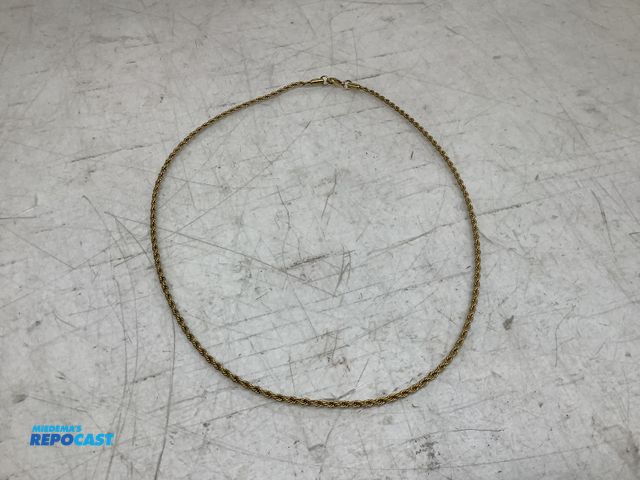 Lot 2-74046 - Gold rope twisted link designed chain necklace, 23&amp;3/4” long