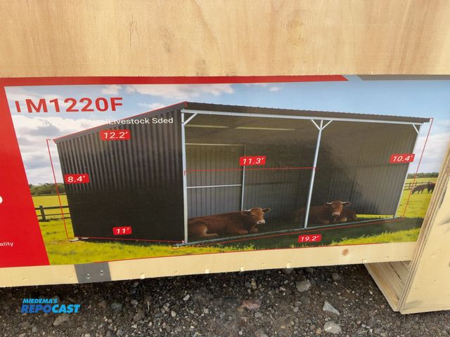 Lot 2-20102 - New SDLANCH SDLGM1220F Galvanized Metal Livestock Shed, 19.2’x11’x10.4’ tall, Welding Required, come...