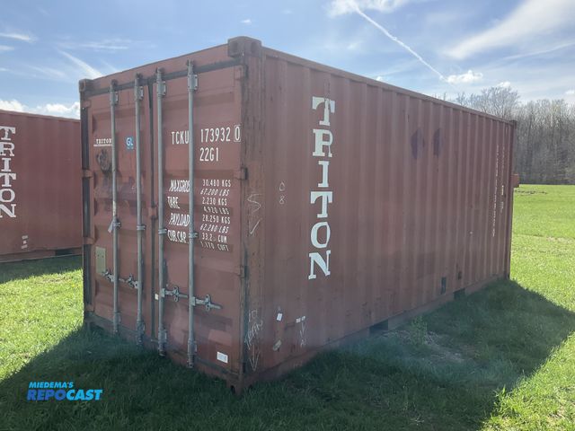 Lot 2-22922 - 20’ Shipping / Storage Container 8’ wide x 8’ 6” tall, swing doors on one end, wood deck, rings for ...