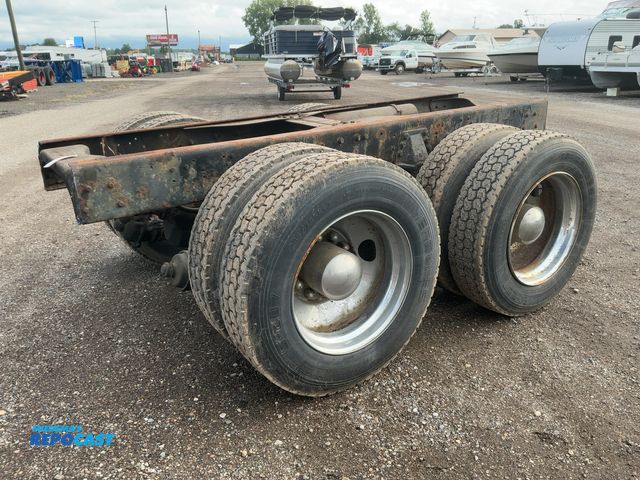 Lot 2-40718 - Used Semi Truck Tandem Axle Frame Cut Off, Hendrickson Walking Beam Suspension, Air Brakes, Recap 28...