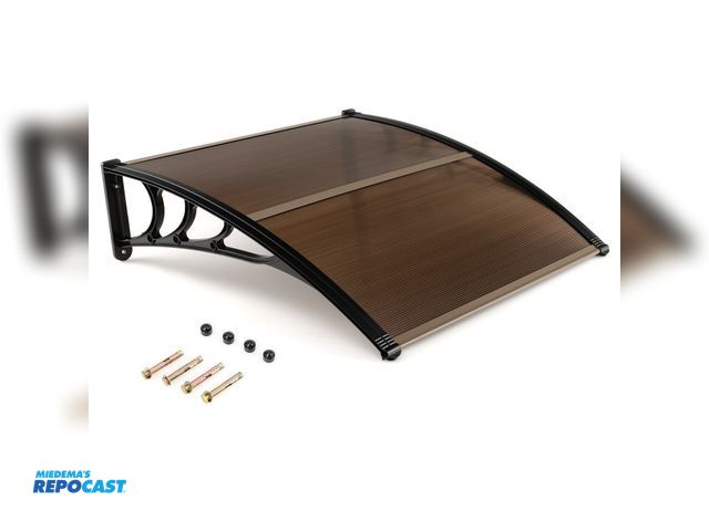 Lot 2-67621 - New brown exterior door awning patio canopy for weather protection #NP11229CF