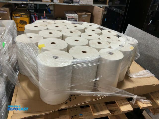 Lot 2-18362 - Skid lot of rolls of white fabric