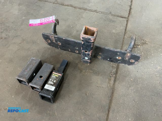Lot 2-20215 - Lot of (1) 2” Receiver with Two Hooks for mounting to top of a loader bucket, (2) Weld-On 2” Receive...