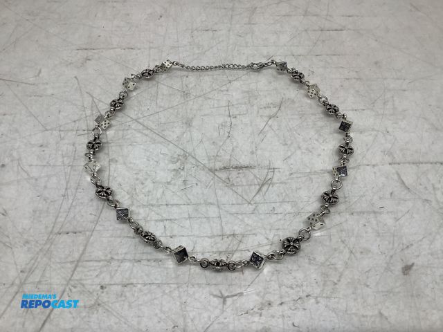 Lot 2-75771 - New Chrome Hearts Silver alternating dice and cross ball necklace
