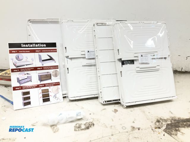 Lot 2-92013 - Lot of (1) stack cab 4 tier storage boxes.