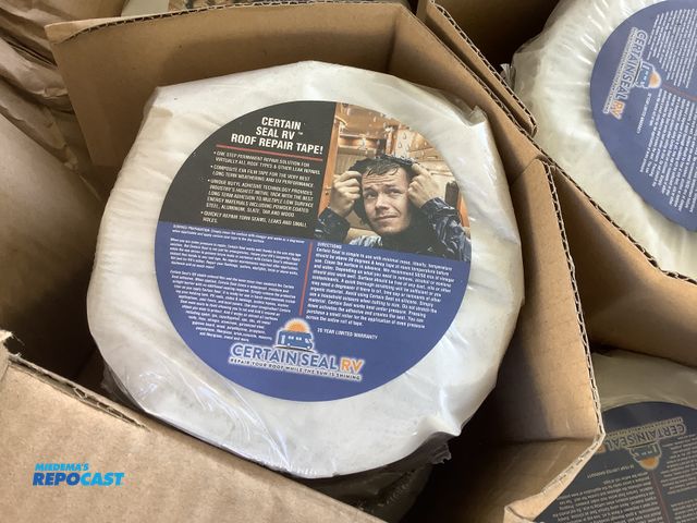 Lot 2-34840 - Skid lot of Certain Seal RV Roof Repair tape. Black, 2.5” width by 0.6mm thickness