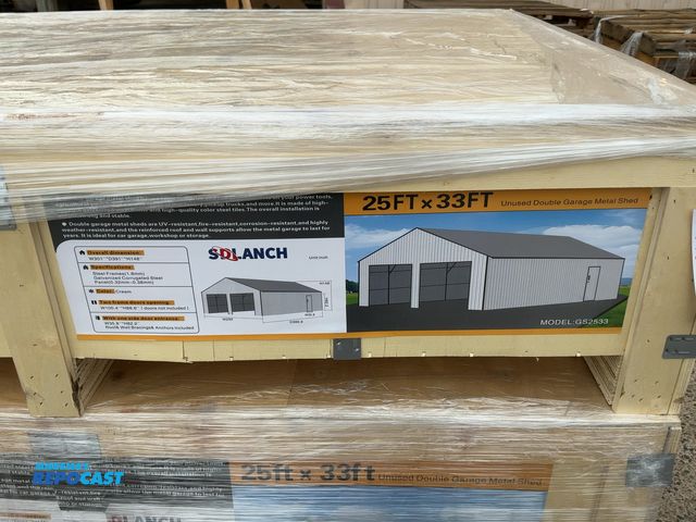 Lot 2-44674 - New SDLANCH 25’ x 33’ Double Garage Metal Shed, Model GS2533, 292” Wide x 386.6”Long x 148” Tall Ove...