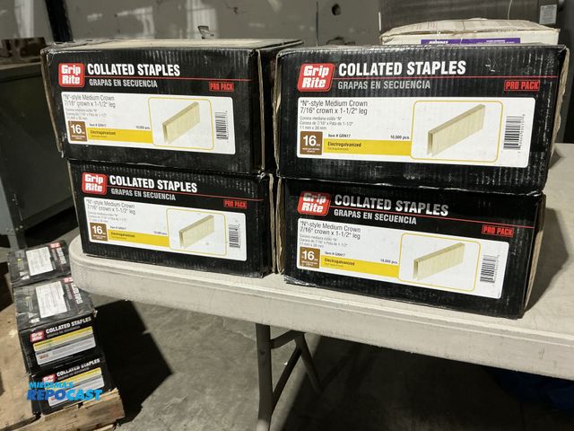 Lot 2-39457 - 4 New Grip Rite  16GA “N”-style medium crown electro galvanized, staples 7/16 “ crown 1-1/2” leg 10,...