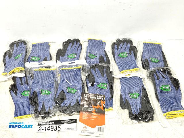Lot 2-14935 - lot of 12 pairs of new TEnActiv Cut-Resistant work gloves, size 8.
