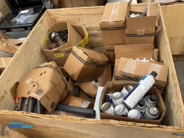 Lot 2-11132 - Crate of miscellaneous items including adhesion products (AP-502), primer 4eva seal, Sikaflex, Milto...