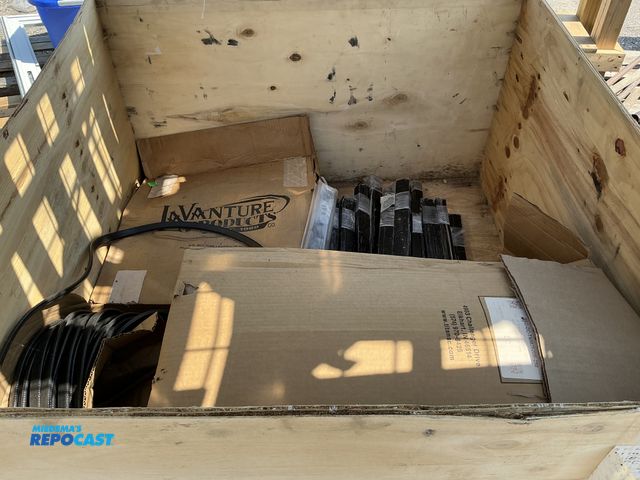 Lot 2-28650 - Crate of various items including: roll of white titan adhesive bonding sealing, rolls of vanture ele...