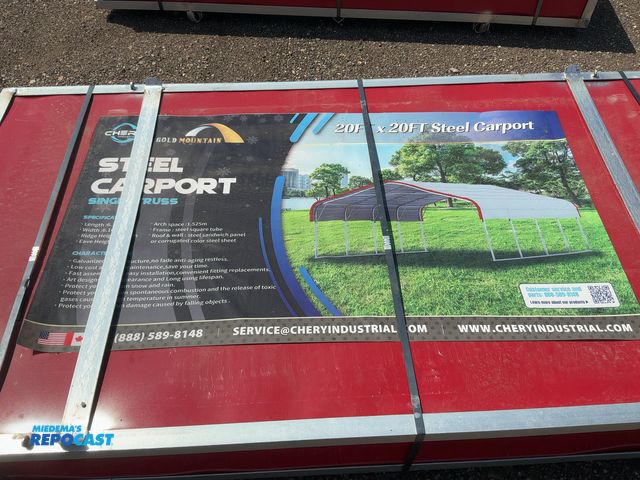 Lot 2-40961 - New Chery Industrial Gold Mountain 20’ x 20’ Steel Carport, 2.1 Meter Eave Height, 3.05 Meter Ridge ...
