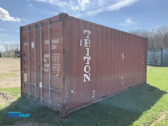 Lot 2-22921 - 20’ Shipping / Storage Container 8’ wide x 8’ 6” tall, swing doors on one end, wood deck, rings for ...