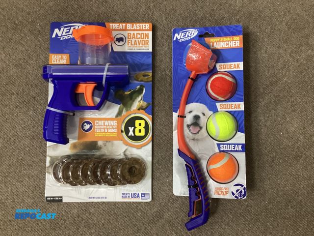 Lot 2-91271 - New Nerf Products. One Puppy and Small dog launcher with 4 balls, and one Treat Blaster with bacon f...