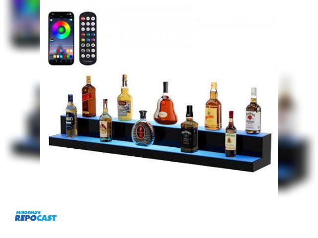 Lot 2-64297 - VEVOR LED liquor bottle display light bar 2 tiers 48” long home bar shelf