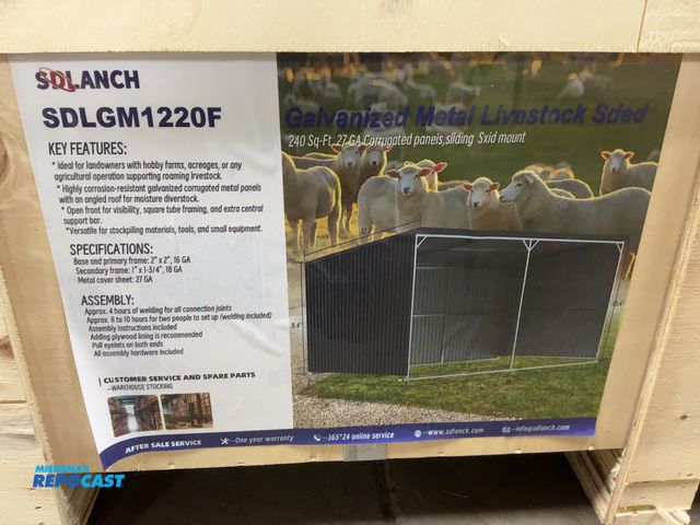 Lot 2-42126 - New SDLANCH SDLGM1220F Galvanized Metal Livestock Shed, 19.2’x11’x10.4’ tall, Welding Required, come...