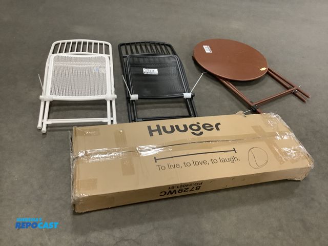 Lot 2-99950 - Lot of (4) new household furniture including: (2) metal foldable chairs, metal foldable circular tab...