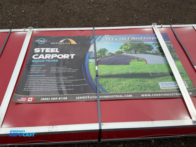 Lot 2-44309 - New Chery Industrial Gold Mountain 20’ x 20’ Steel Carport, 2.1 Meter Eave Height, 3.05 Meter Ridge ...