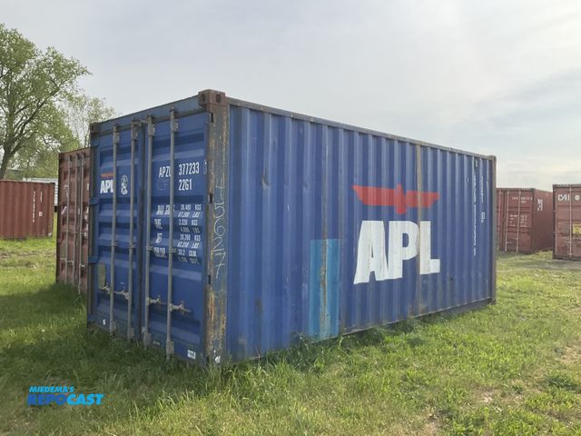 Lot 2-22063 - 20’ Shipping / Storage Container 8’ wide x 8’ 6” tall, swing doors on one end, wood deck, rings for ...
