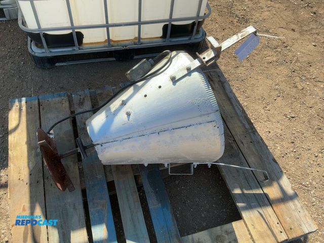 Lot 2-30870 - Bin Spreader, 120 volt, metal spinner, approx. 20" diameter at top of funnel, cord cut, works