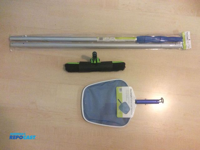 Lot 2-92868 - New Kokido pool accessories. Adjustable  Aluminum extension pole (4-12 feet). Rubber bristle wall br...