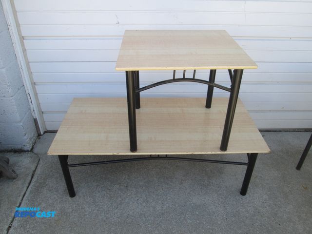 Lot 2-59061 - lot of (2) tables - coffee &amp; end table - Matching 24" x 48" x 16" high, 24" sq x 20" high, metal...