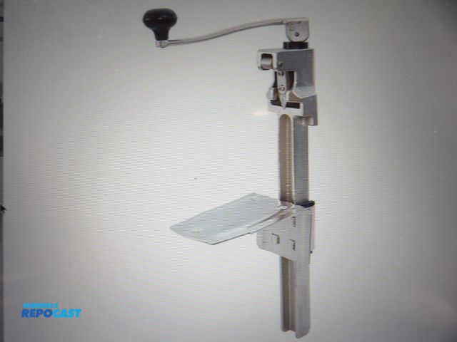Lot 2-51047 - new crestware can opener, cast aluminum, 9inch long 4inch wide, 19 1/2 inch height, silver