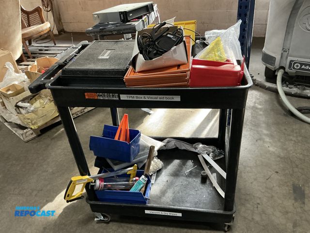 Lot 2-67373 - Industrial Cart with Small Tools, Cables, Industrial Safety Items, and More