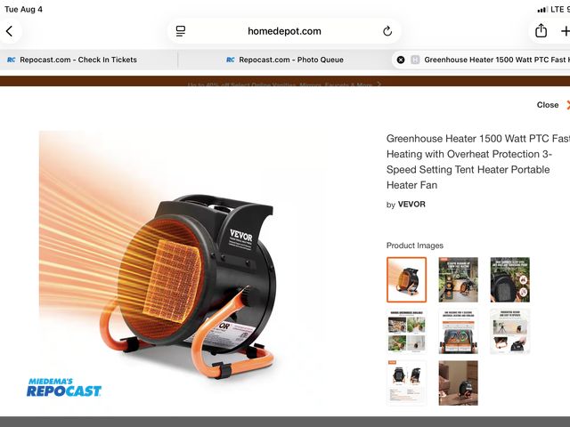 Lot 2-24783 - Vevor Greenhouse heater, model#BGP1506-150