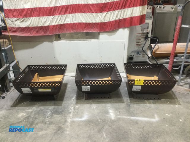 Lot 2-56656 - 3 allen+roth fire pit new scratch and dent 
wood burning steel fire pit