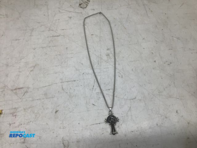 Lot 2-75674 - New Chrome Hearts gothic silver, black inlaid circle cross pendant necklace