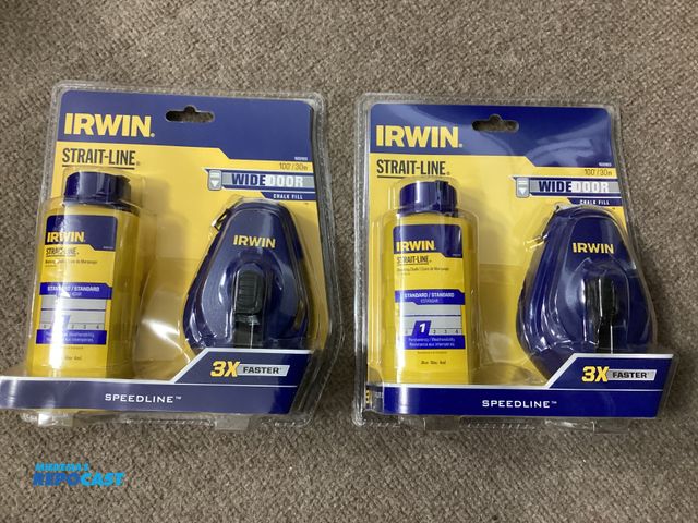 Lot 2-92914 - New Two new Irwin Strait-Line Chalk reels and chalk. Speedline 3X faster than standard chalk reels. ...
