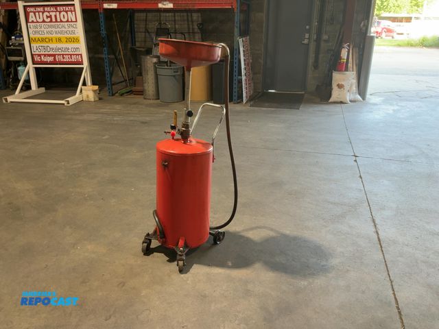 Lot 2-15315 - 20-Gallon Air-Operated Waste Oil Drain Tank, Portable with Adjustable Funnel &amp; Wheels (Needs New...