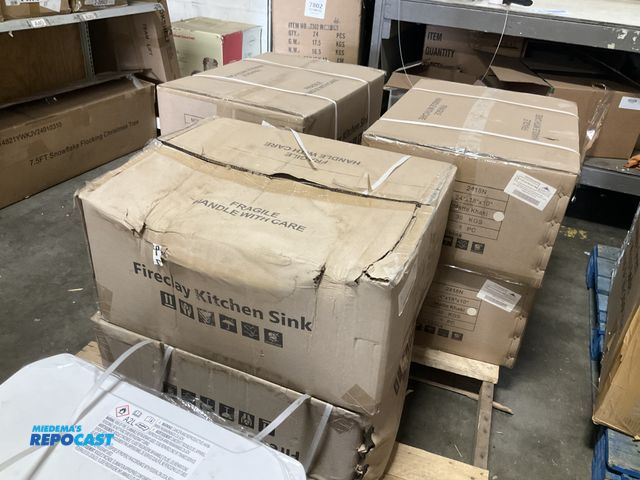 Lot 2-94917 - Skid lot of (6) fireclay matte khaki 24” x 18” x 10” kitchen sinks 2418N