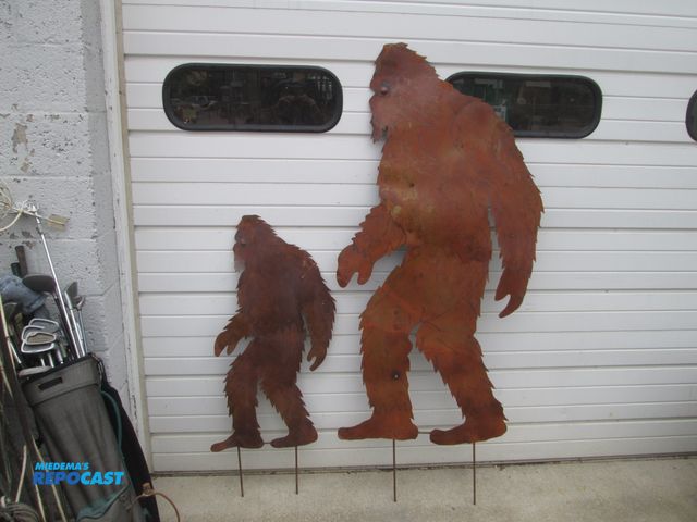 Lot 2-59068 - (2) Big Foot Family Metal Silhouettes - approx. 30" x 69" &amp; 20" x 45" tall - free standing - sti...