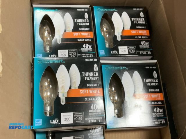 Lot 2-35376 - 20 pack of 60 watt candelabra E12 base (3 pack) bulbs with display boxes