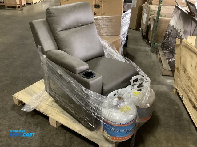 Lot 2-93672 - Skid with Reclining Loveseat (1 side) &amp; (2) Propane Tanks