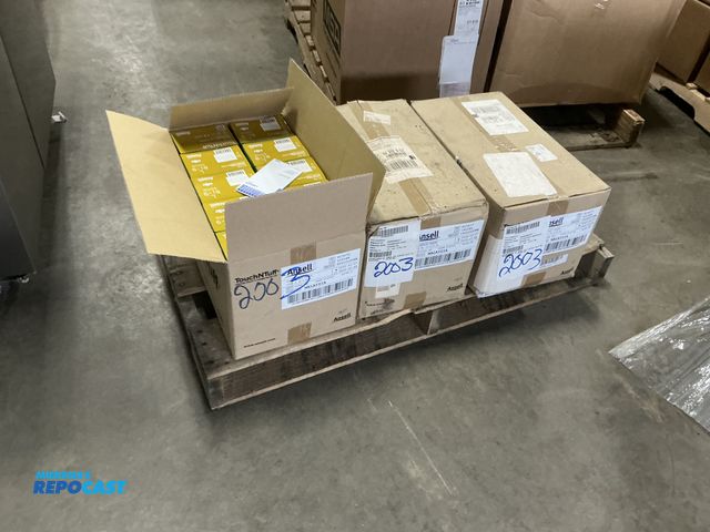 Lot 2-63124 - Ansell TouchNTuff large disposable latex examinations gloves with 100 paired in each small box and 3...