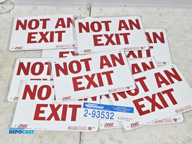 Lot 2-93532 - lot of (10) new aluminum NOT AN EXIT safety placard signs. 7x10"
