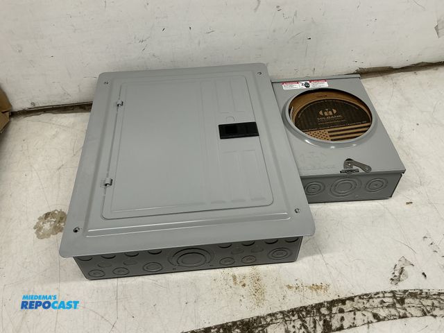 Lot 2-24676 - Murray load center circuit breaker and milbank energy meter socket circuit box