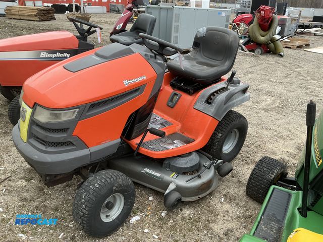 Lot 2-40534 - Husqvarna YTH2448T Riding Lawn Mower (1) Husqvarna orange lawnmower ripped padded seat