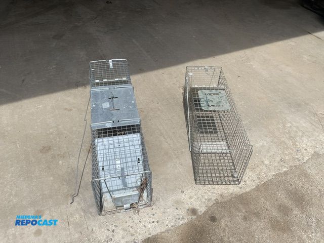 Lot 2-73/2754 - 2 Used live traps. Larger of the two needs repair.