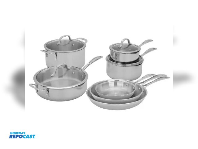 Lot 2-19813 - Henckels 11 piece stainless steel cookware set includes 7 pots/pans and 4 lids