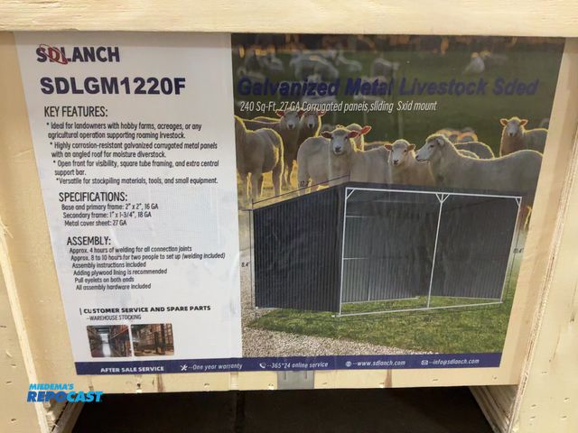 Lot 2-42649 - New SDLANCH SDLGM1220F Galvanized Metal Livestock Shed, 19.2’x11’x10.4’ tall, Welding Required, come...